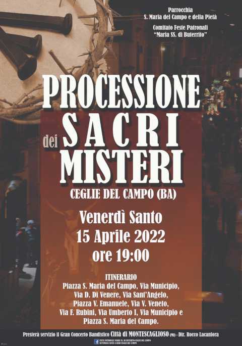 Ceglie del Campo, torna la tradizionale processione dei Sacri Misteri